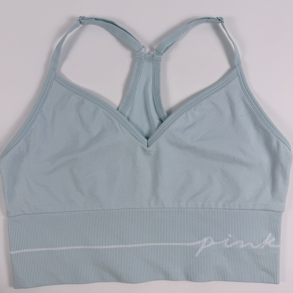 Victoria's Secret PINK Active Seamless Crop Longline Sports Mint Green Bra L NWT